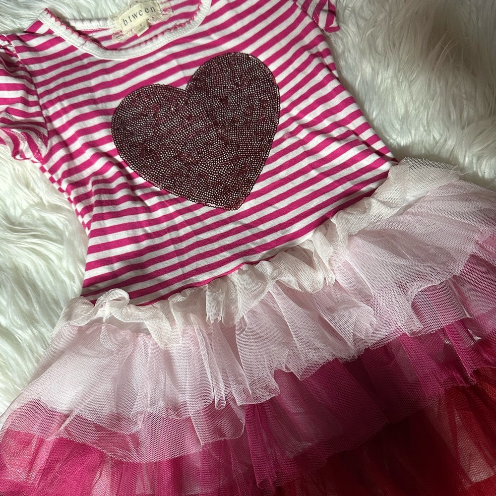 Pink Striped Heart Tulle Dress